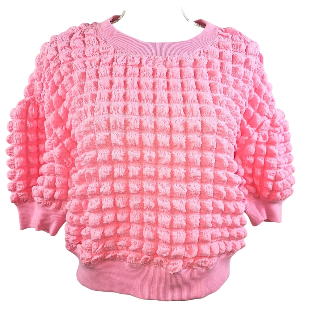 Maeve Anthropologie Puff Sleeve Pastel Pink Bubble Top In M NWT - Picture 5 of 10